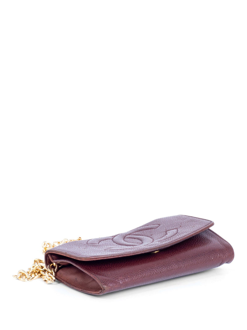 CHANEL CC Logo Caviar Leather Timeless Mini Wallet On Chain Brown-designer resale