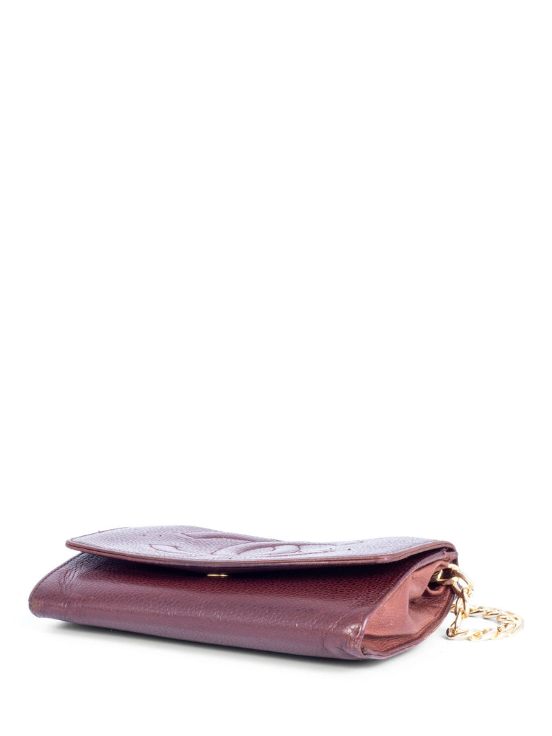 CHANEL CC Logo Caviar Leather Timeless Mini Wallet On Chain Brown-designer resale