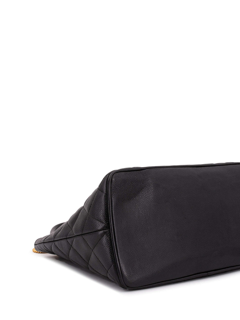 CHANEL CC Logo Caviar Quilted Leather Medallion Bag Black-designer resale