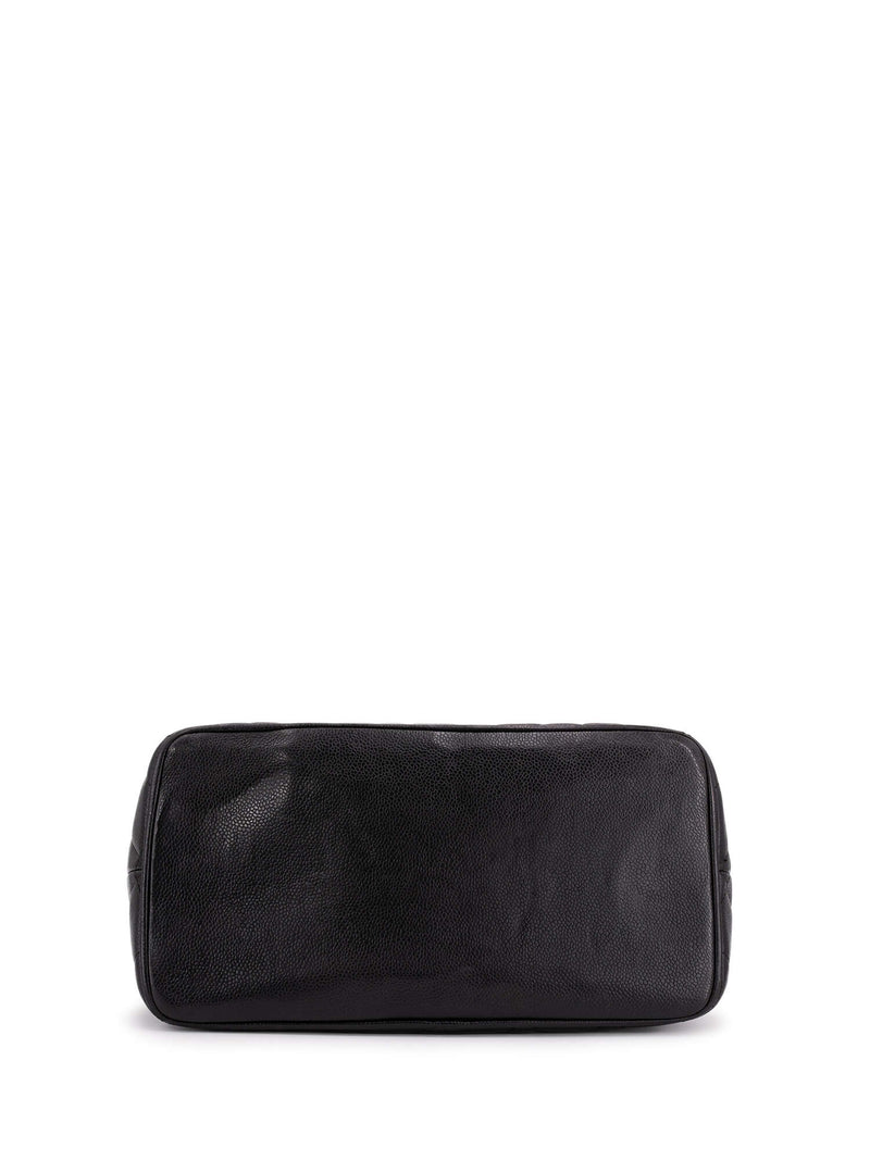 CHANEL CC Logo Caviar Quilted Leather Medallion Bag Black-designer resale