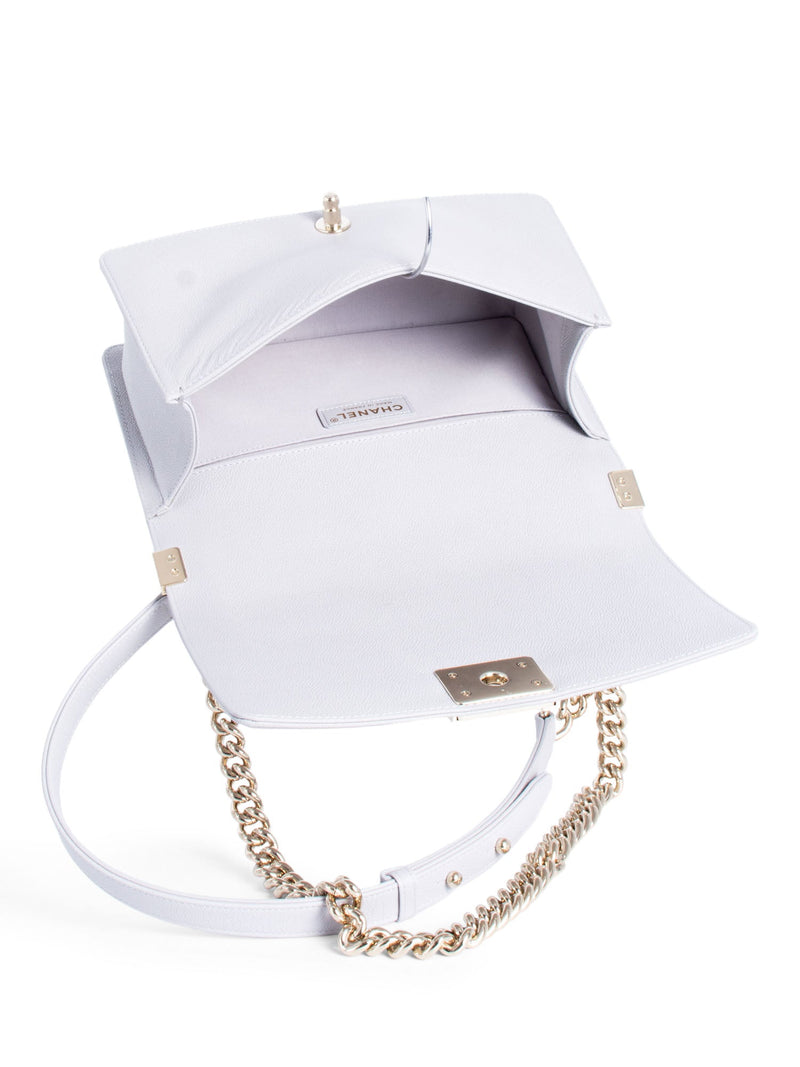 CHANEL CC Logo Caviar Quilted Medium Boy Flap Bag Light Grey-designer resale