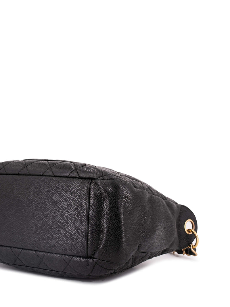 CHANEL CC Logo Caviar Quilted Shoulder Bag Black-designer resale