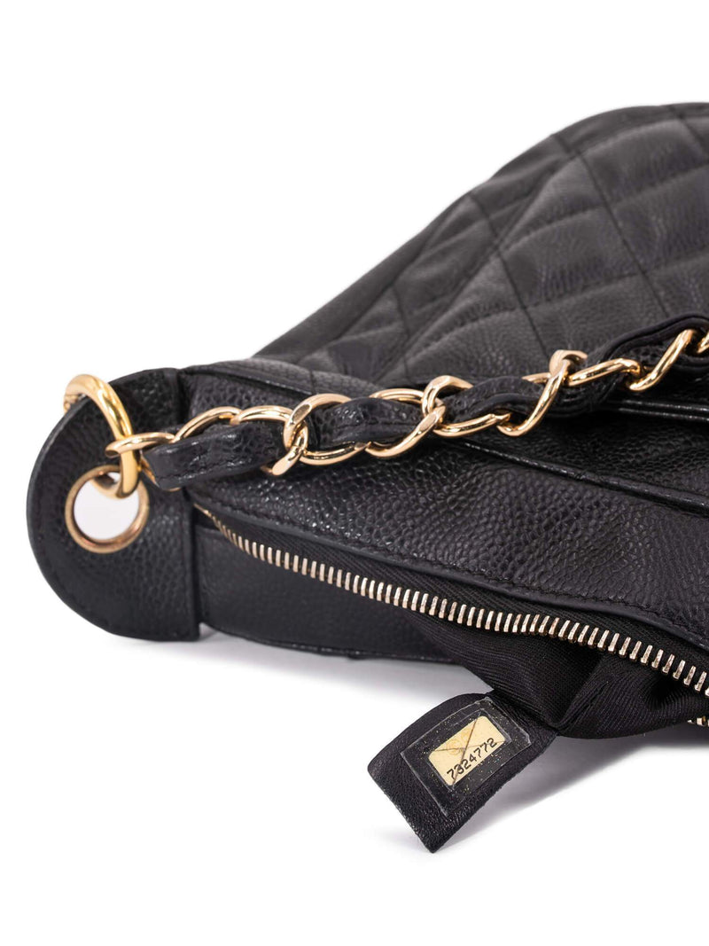CHANEL CC Logo Caviar Quilted Shoulder Bag Black-designer resale