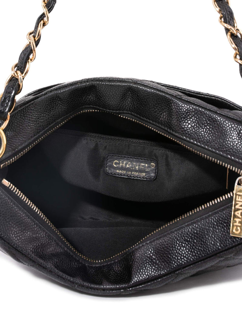 CHANEL CC Logo Caviar Quilted Shoulder Bag Black-designer resale