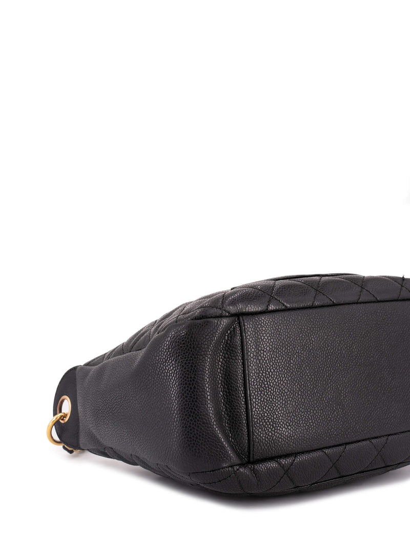CHANEL CC Logo Caviar Quilted Shoulder Bag Black-designer resale