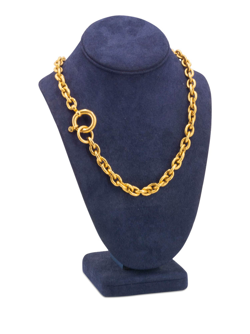 CHANEL CC Logo Chain Link Vintage Necklace Gold-designer resale