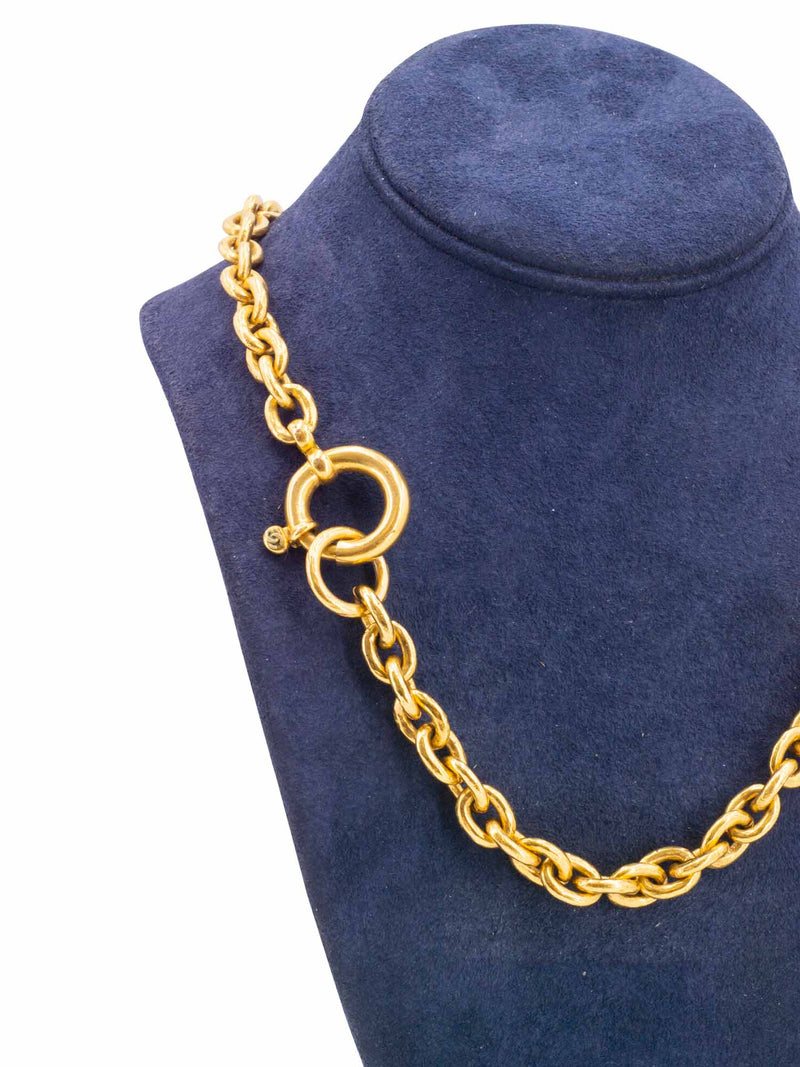 CHANEL CC Logo Chain Link Vintage Necklace Gold-designer resale
