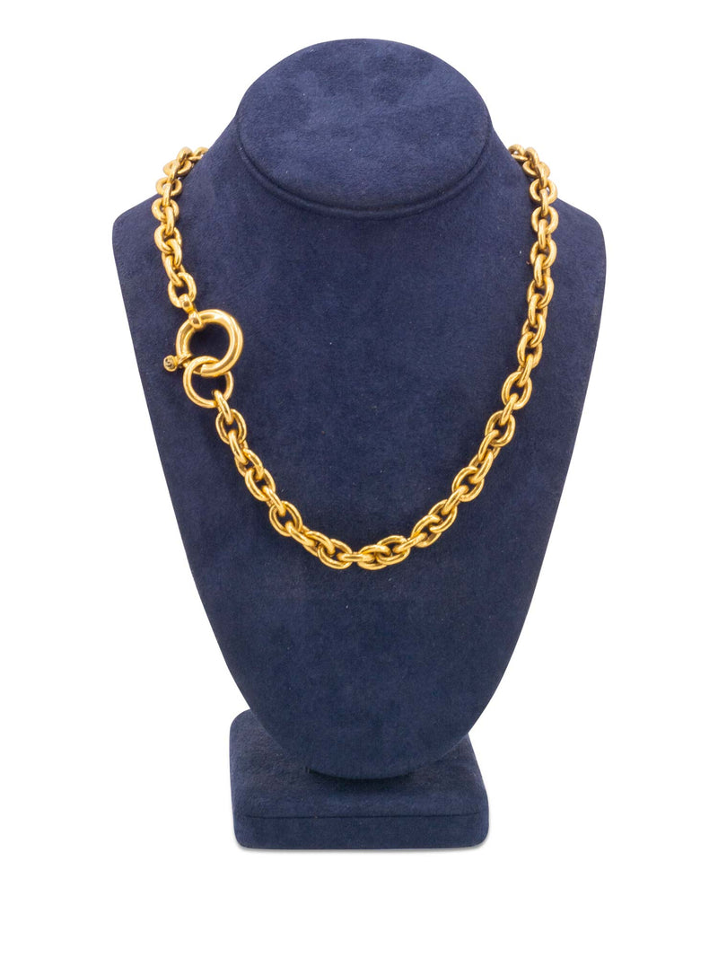 CHANEL CC Logo Chain Link Vintage Necklace Gold