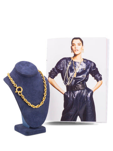 CHANEL CC Logo Chain Link Vintage Necklace Gold-designer resale