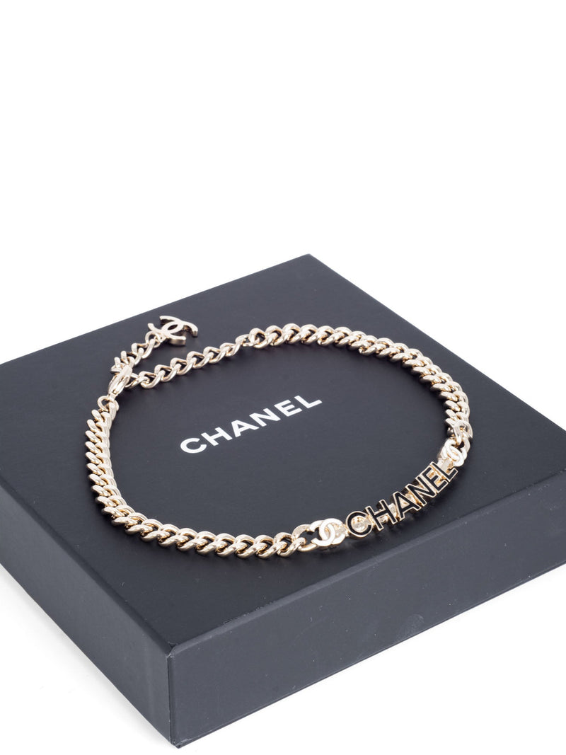 CHANEL CC Logo Chocker Necklace Gold
