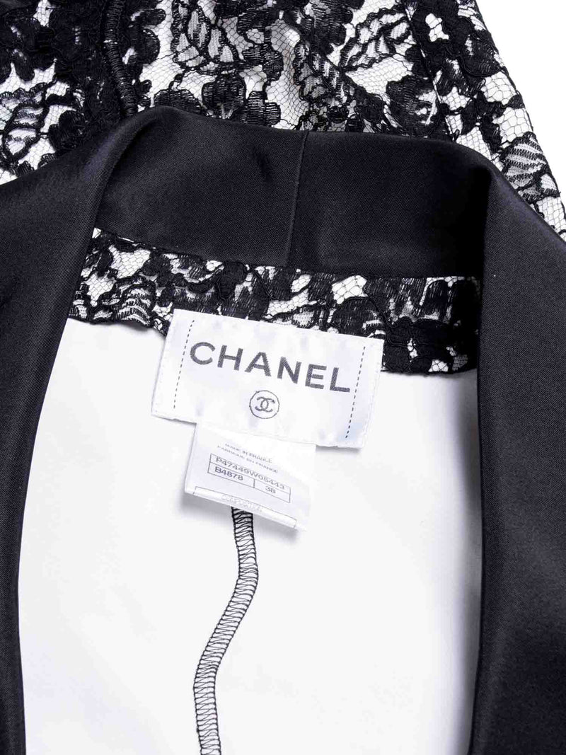 CHANEL CC Logo Cotton Lace Fitted Jacket Black-designer resale