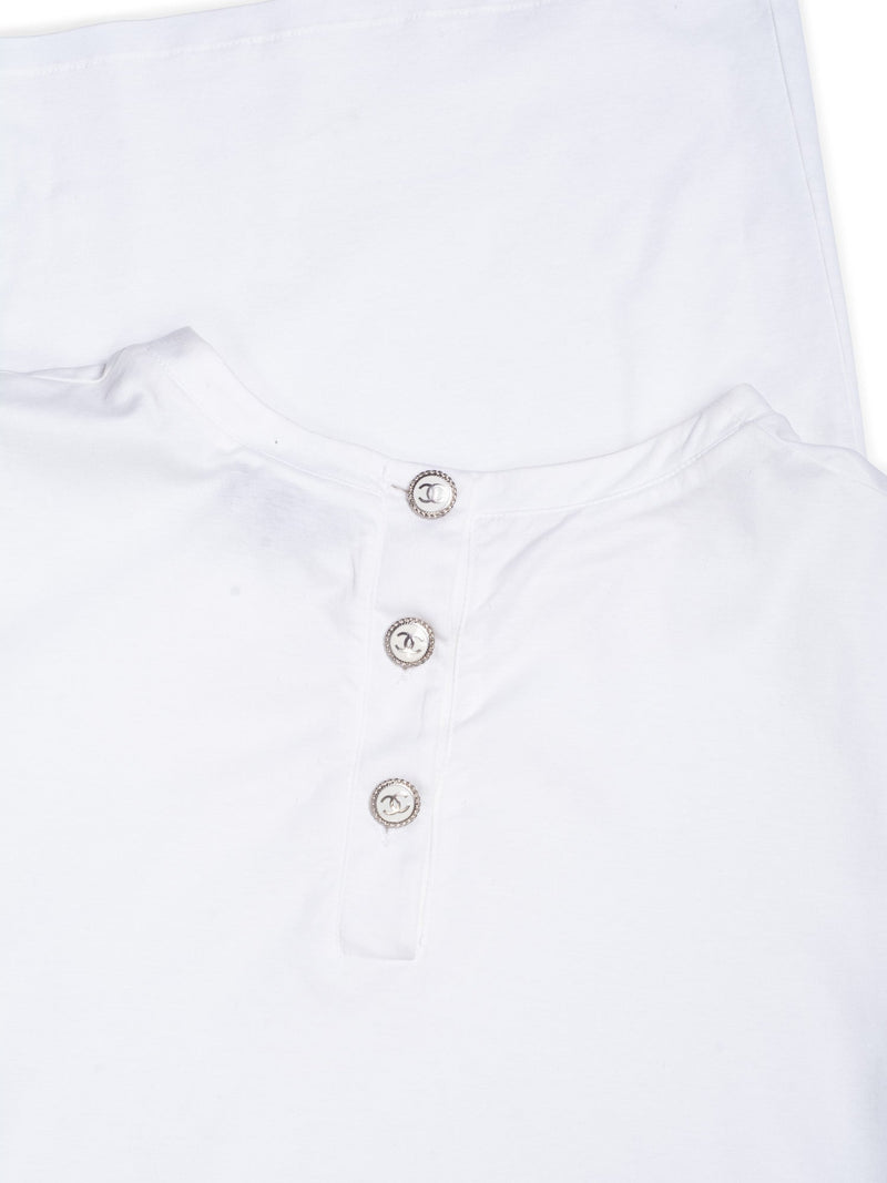 CHANEL CC Logo Cotton T-Shirt Dress White-designer resale