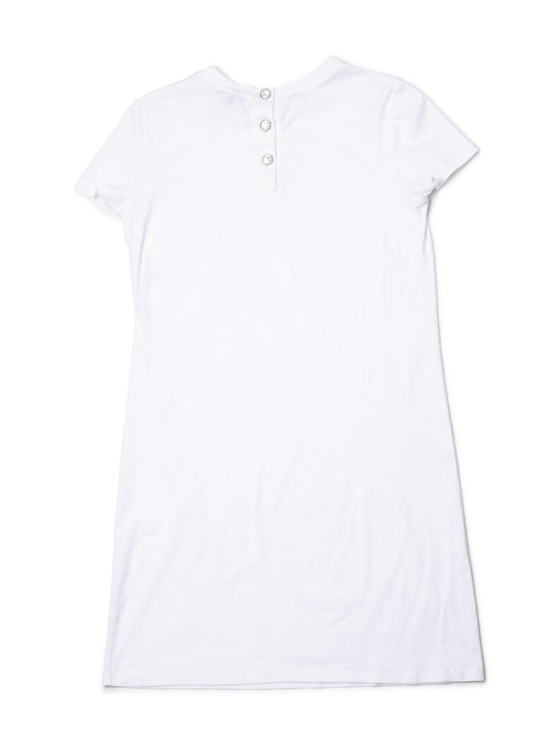 CHANEL CC Logo Cotton T Shirt Dress White
