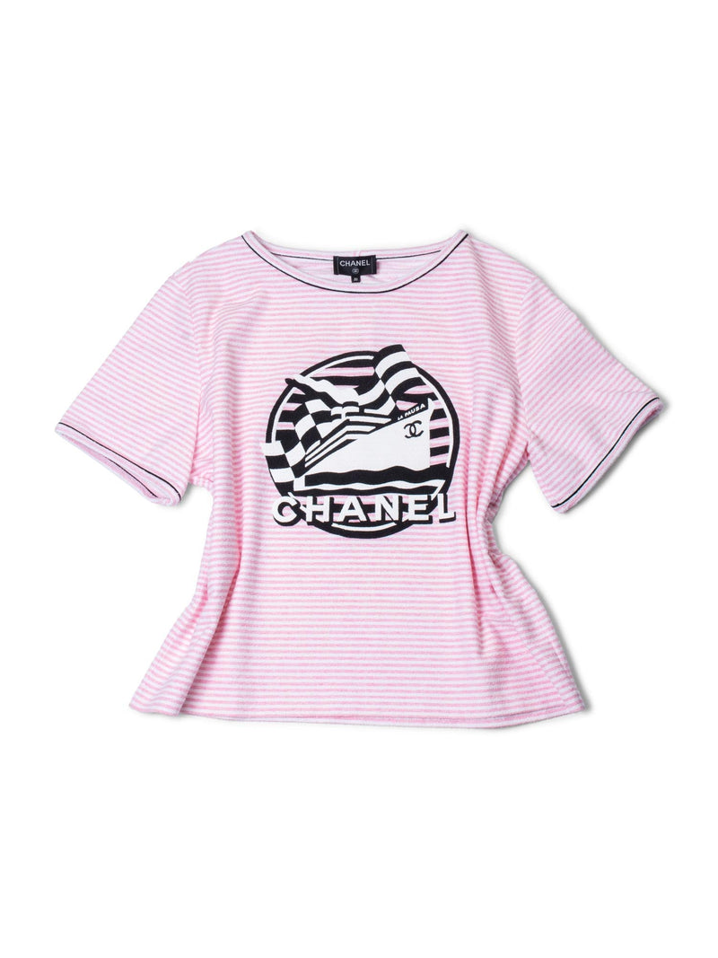 Chanel CC Logo Cotton Terrycloth La Pausa T-Shirt Unisex Pink