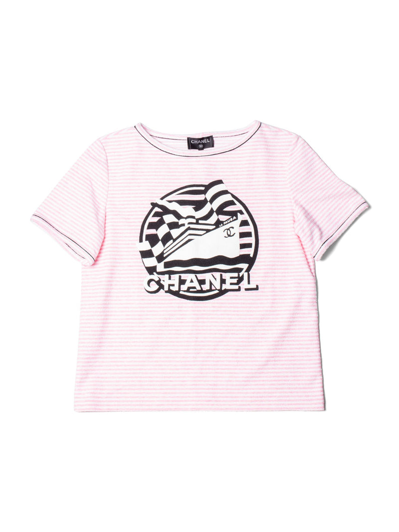 CHANEL CC Logo Cotton Terrycloth La Pausa T-Shirt Pink