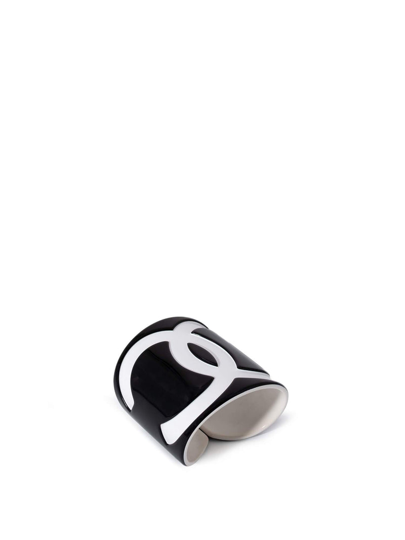 CHANEL CC Logo Cuff Bracelet Black White-designer resale