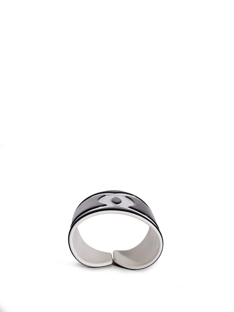 CHANEL CC Logo Cuff Bracelet Black White-designer resale