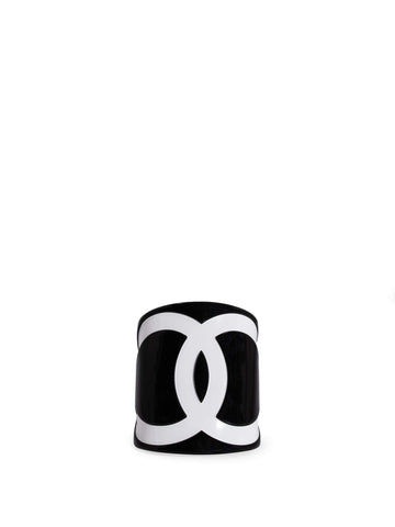 CHANEL CC Logo Cuff Bracelet Black White-designer resale