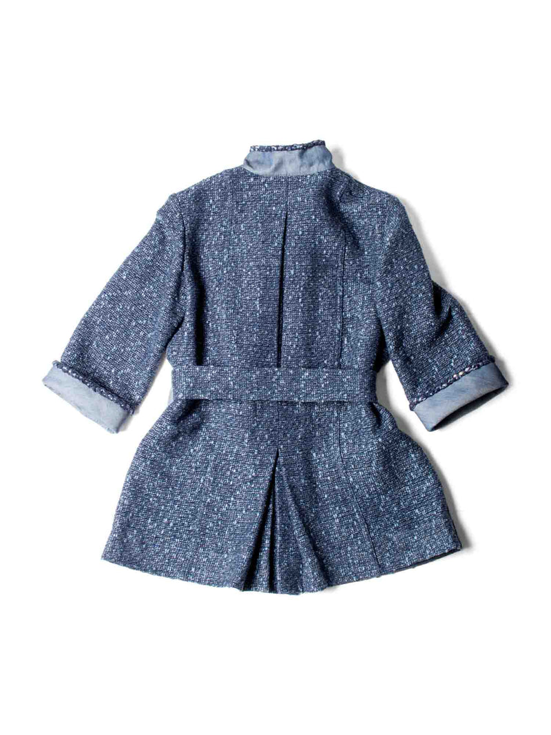 CHANEL CC Logo Fringy Fantasy Tweed Jacket Blue-designer resale
