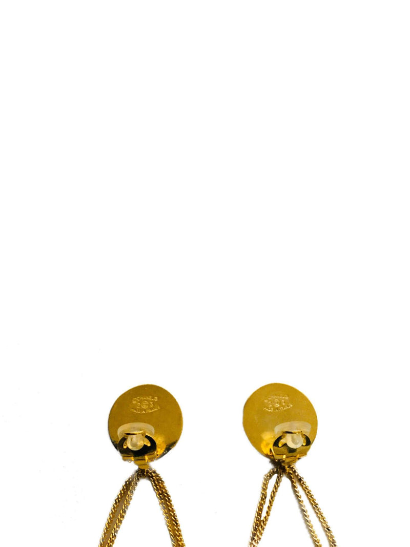 CHANEL CC Logo Gold Bag Motif Earrings-designer resale