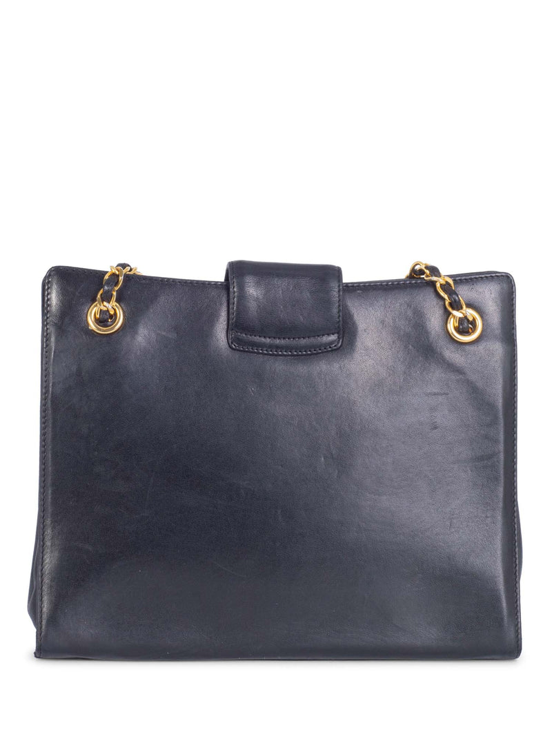 CHANEL CC Logo Leather Messenger Bag Black-designer resale