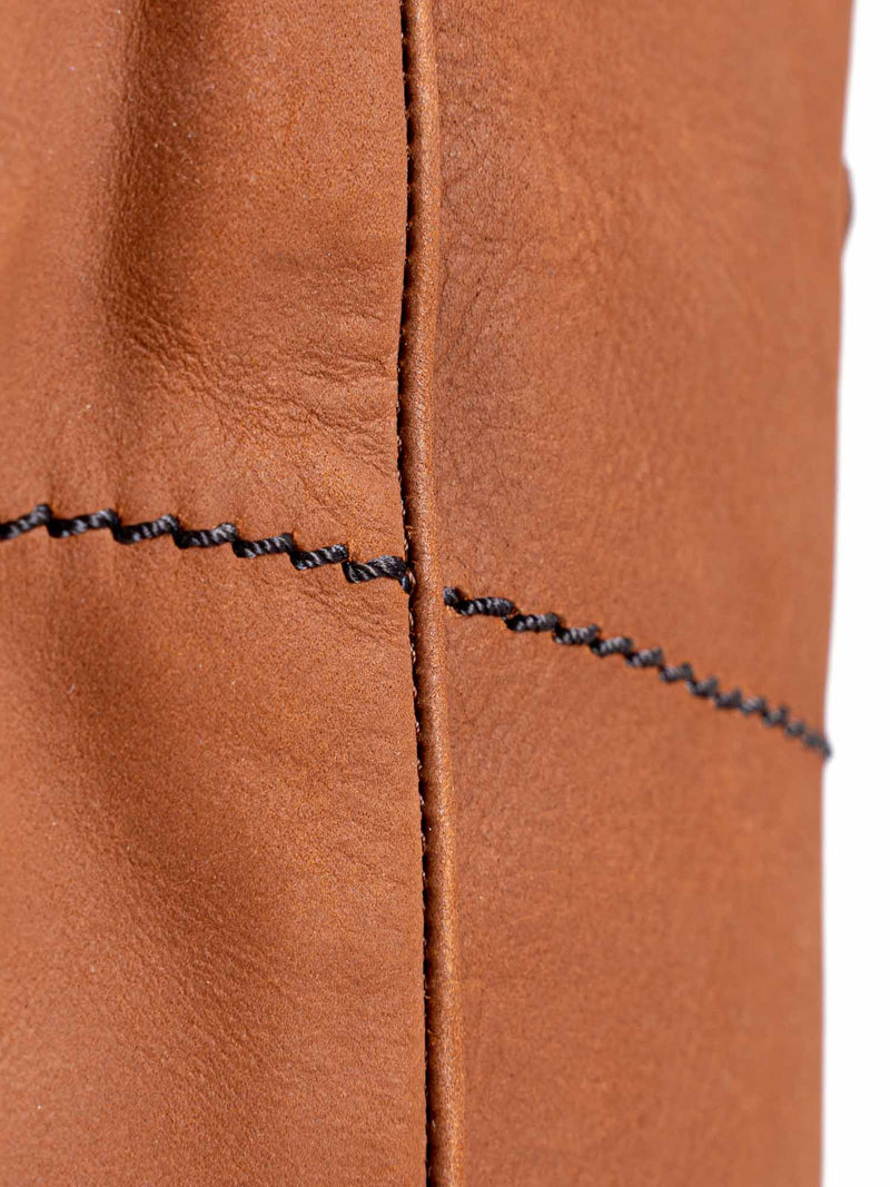 CHANEL CC Logo Leather Pull On Flat Boots Brown-designer resale