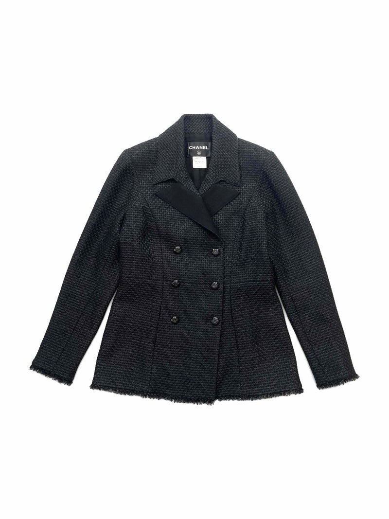chanel black tweed blazer
