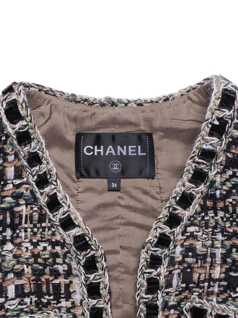 CHANEL CC Logo Lesage Tweed Fringe Fitted Jacket Multicolor-designer resale
