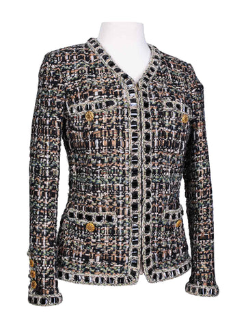 CHANEL CC Logo Lesage Tweed Fringe Fitted Jacket Multicolor-designer resale