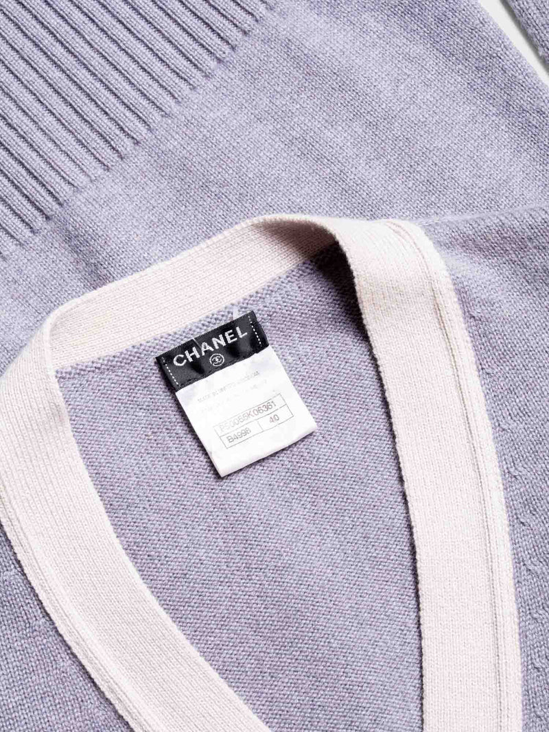CHANEL CC Logo Lion Head Cashmere Cardigan Grey-designer resale
