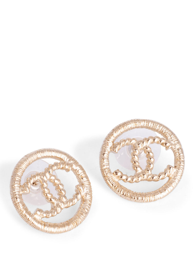 CHANEL CC Logo Medallion Earrings Gold-designer resale