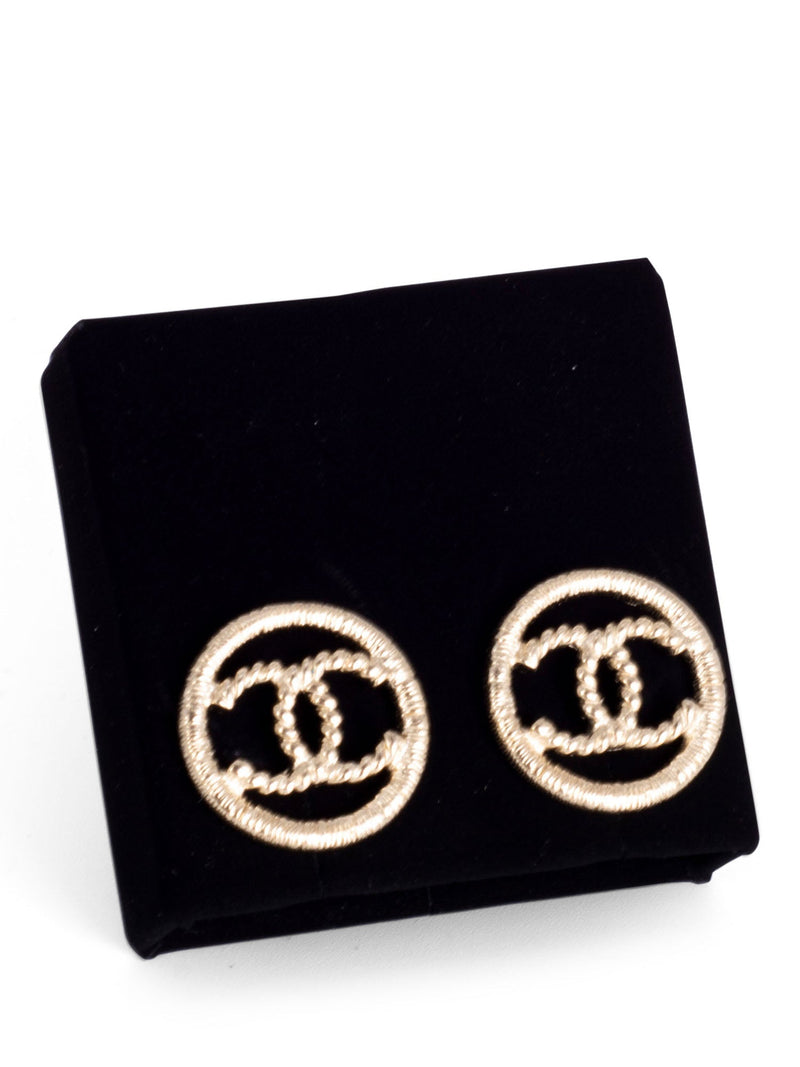 CHANEL CC Logo Medallion Earrings Gold-designer resale