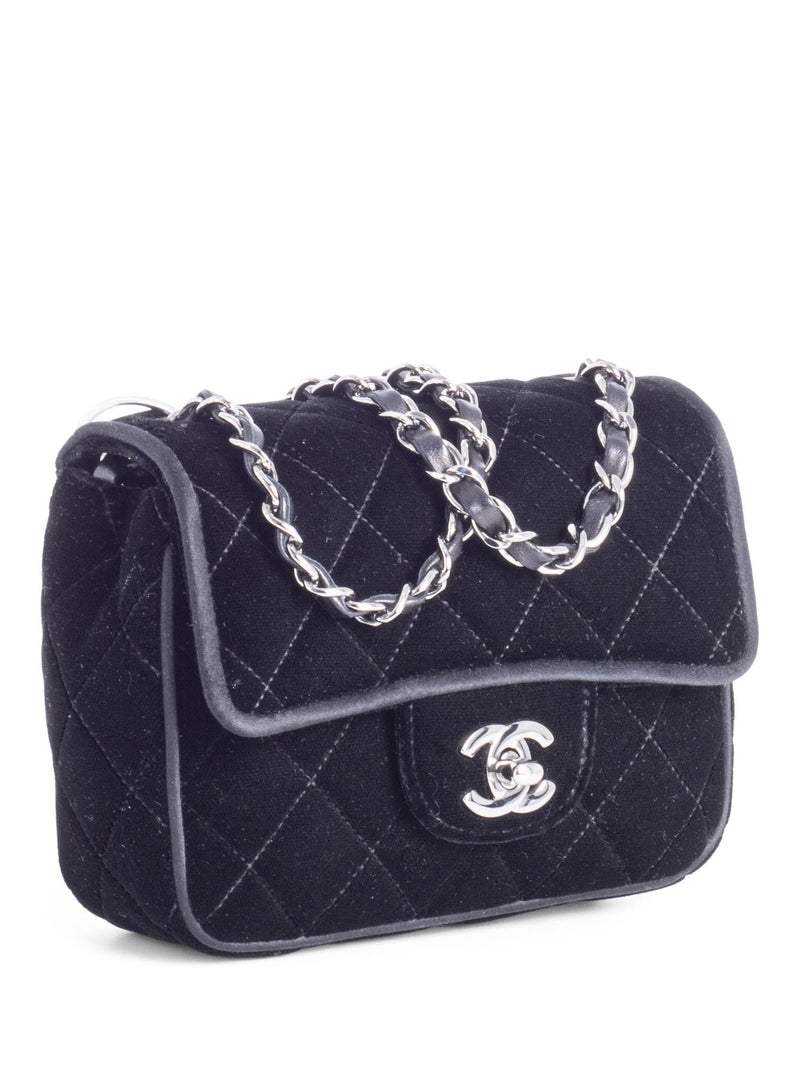 CHANEL CC Logo Mini Velvet Single Flap Bag Black