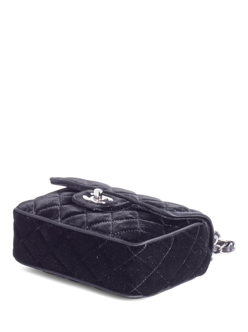 CHANEL CC Logo Mini Velvet Single Flap Bag Black-designer resale