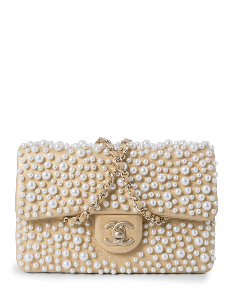 Chanel 21S Runway Micro Pearl Bag Metal CC Limited Edition Necklace