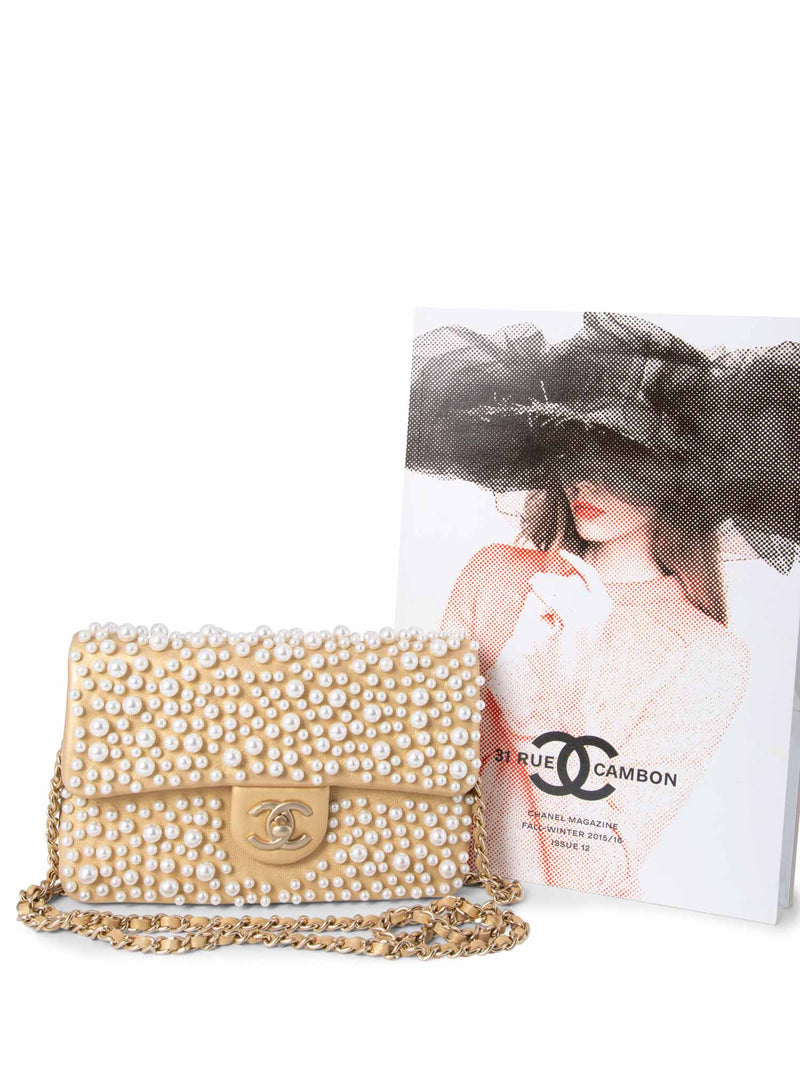 Chanel Gold CC Flap Embellished Shoulder Bag Golden Leather ref