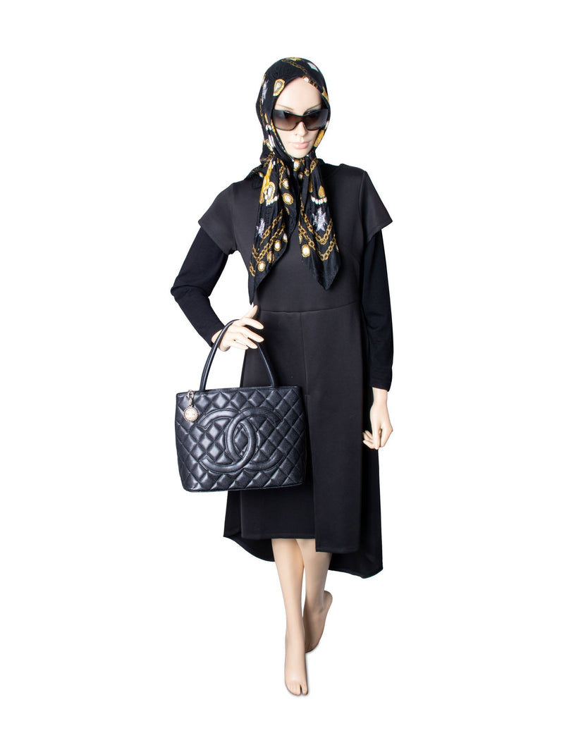 CHANEL CC Logo Quilted Caviar Leather Bag Black-designer resale