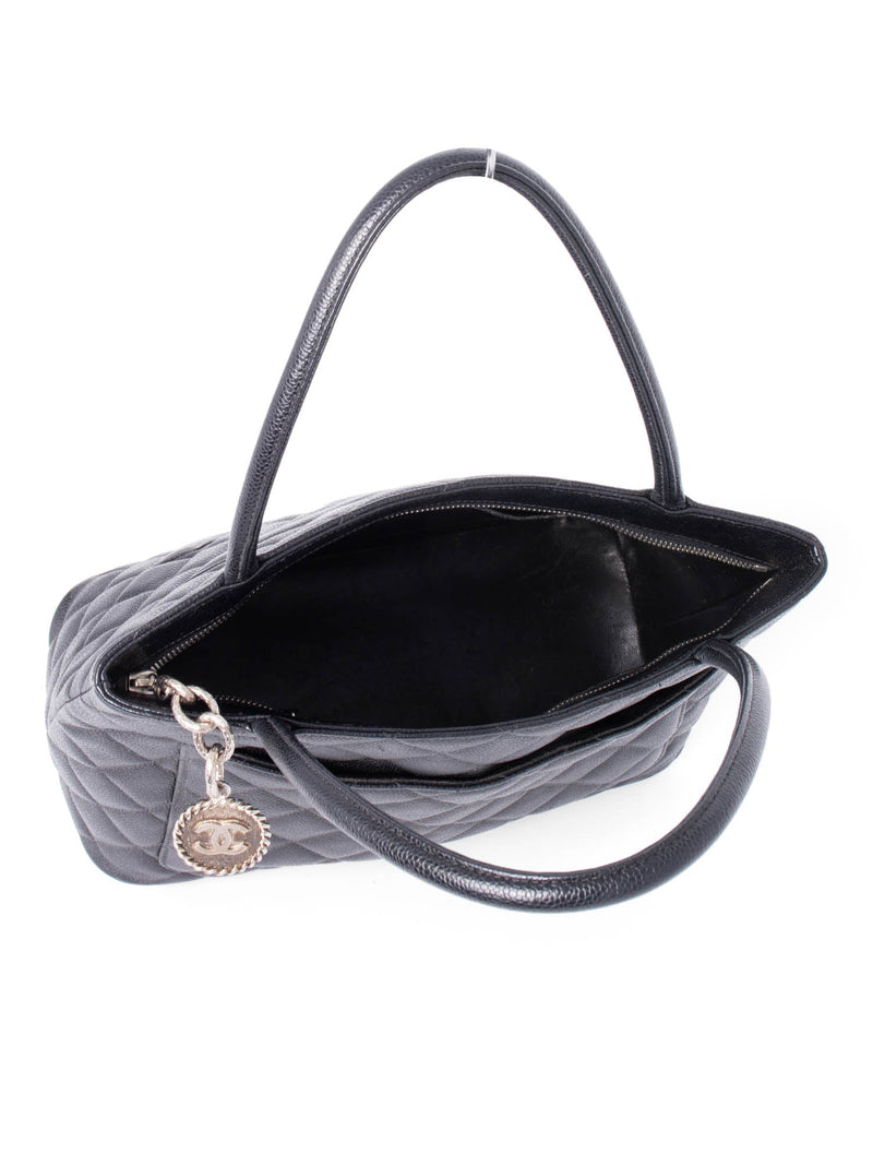 CHANEL CC Logo Quilted Caviar Leather Bag Black-designer resale