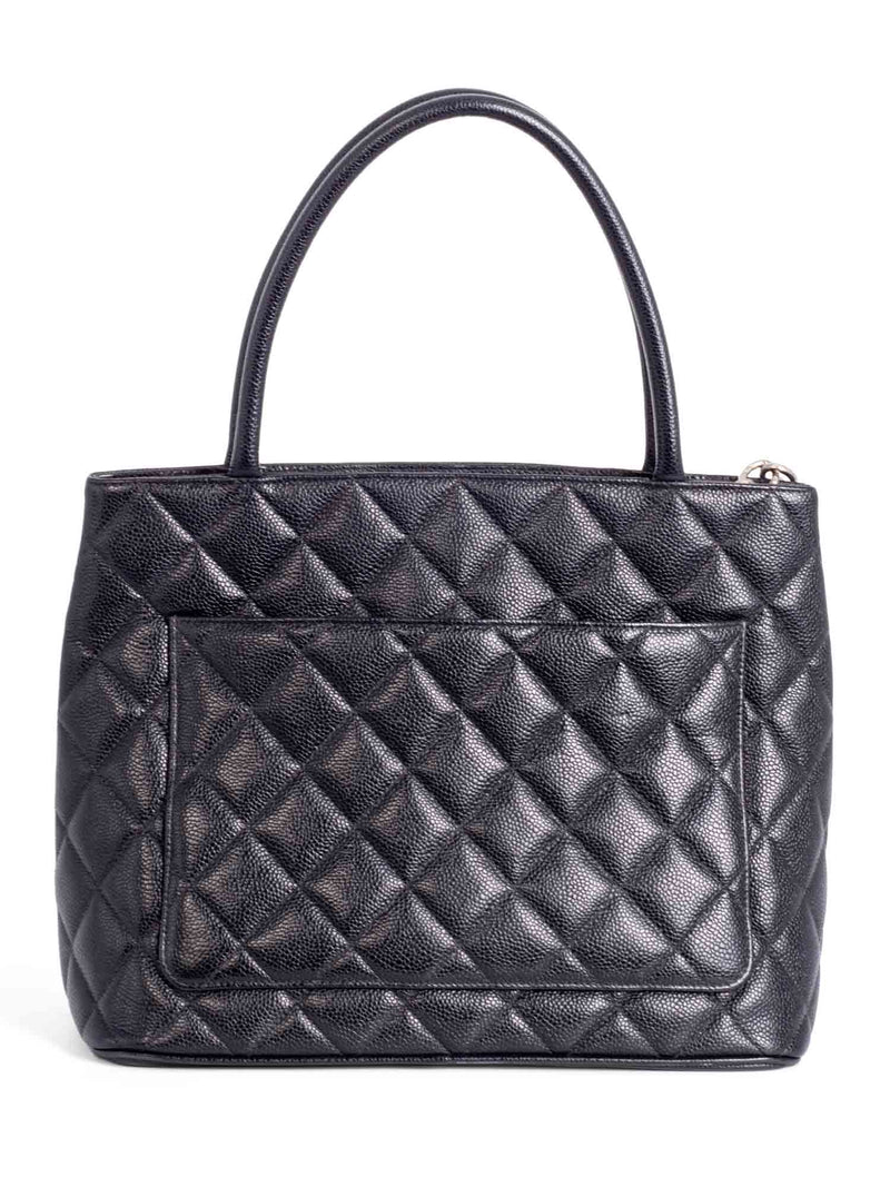 CHANEL CC Logo Quilted Caviar Leather Bag Black-designer resale