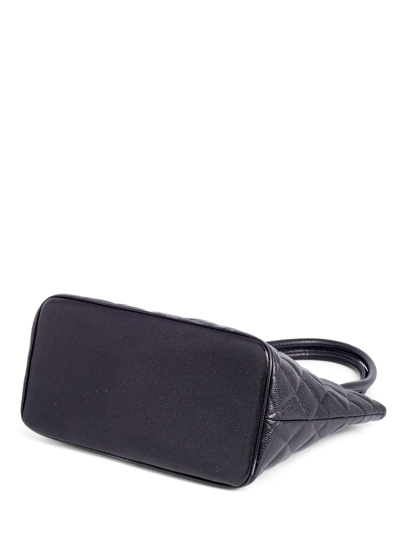 CHANEL CC Logo Quilted Caviar Leather Bag Black-designer resale