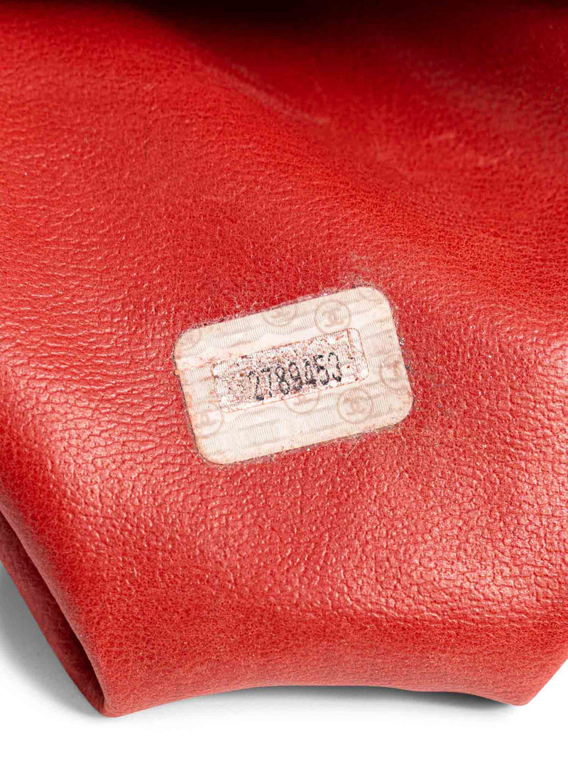 CHANEL CC Logo Quilted Caviar Leather Flap Messenger Bag Red-designer resale