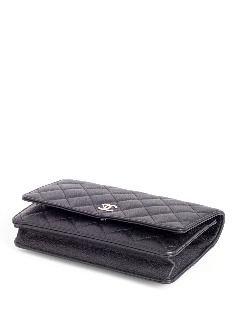 CHANEL CC Logo Quilted Caviar Leather Flap Wallet Clutc Black-designer resale
