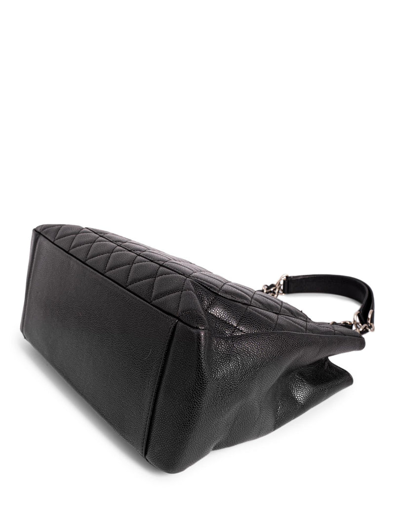 CHANEL CC Logo Quilted Caviar Leather Shopper Bag Black-designer resale