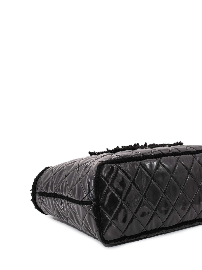 CHANEL CC Logo Quilted Fringe Shopper Bag Black-designer resale