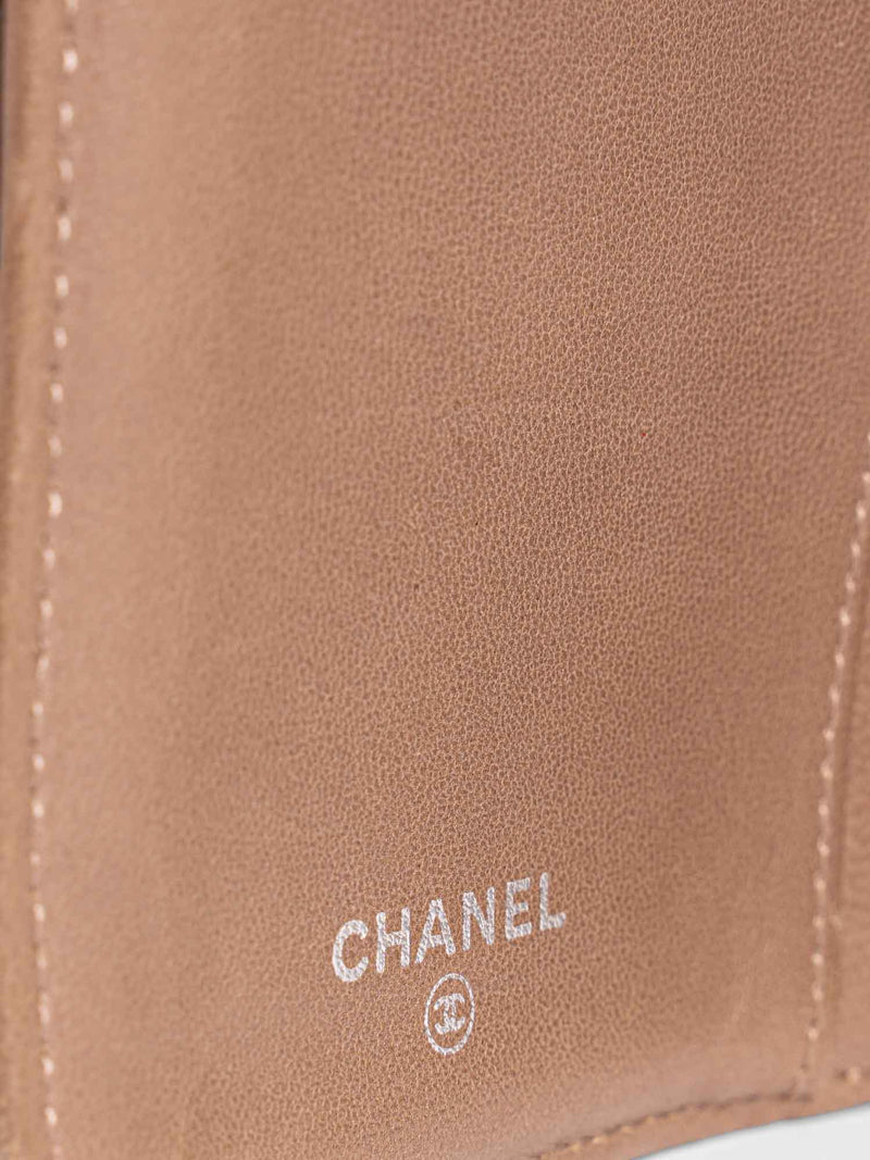 CHANEL CC Logo Quilted Leather Bi-Fold Wallet Black Taupe-designer resale