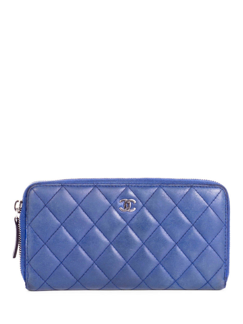 CHANEL Quilted 22S CC Blue Zip Card Case