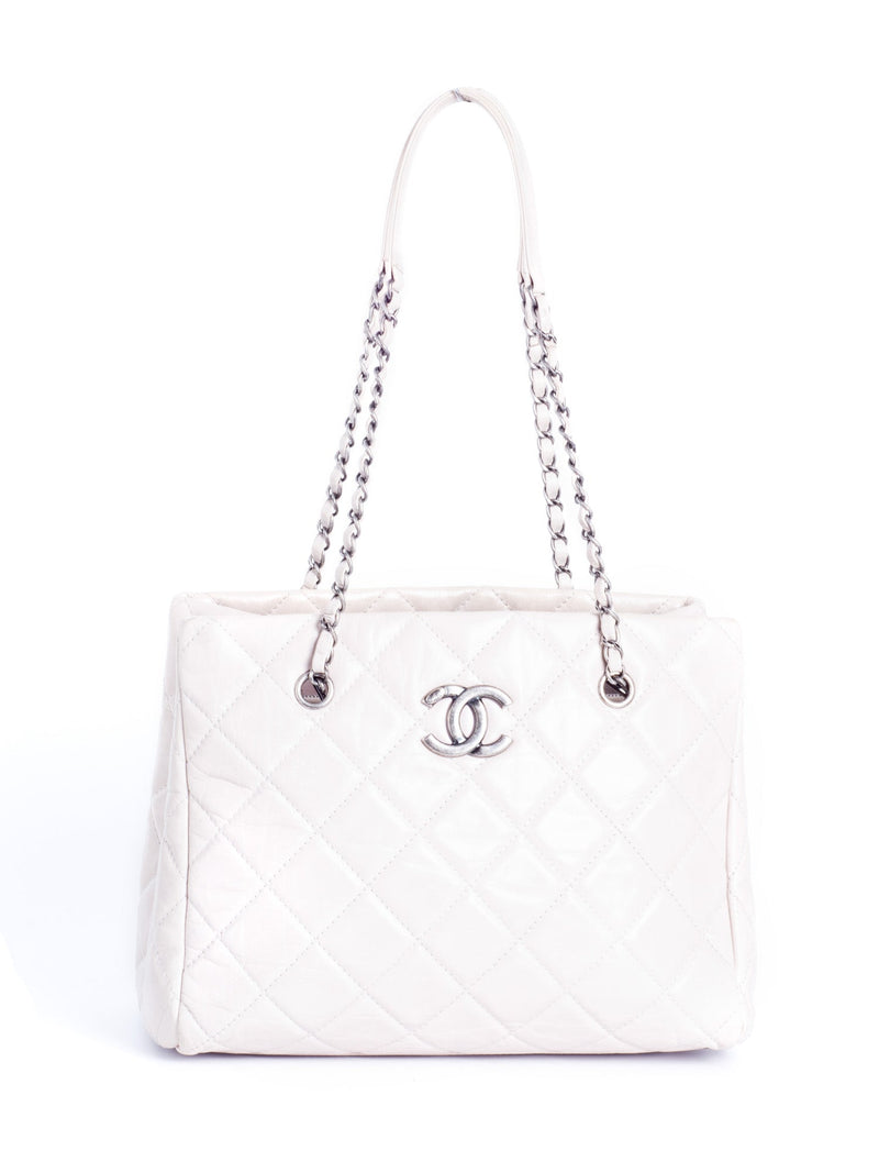 CHANEL CC Logo Quilted Leather Grand Shopper Bag Light Taupe