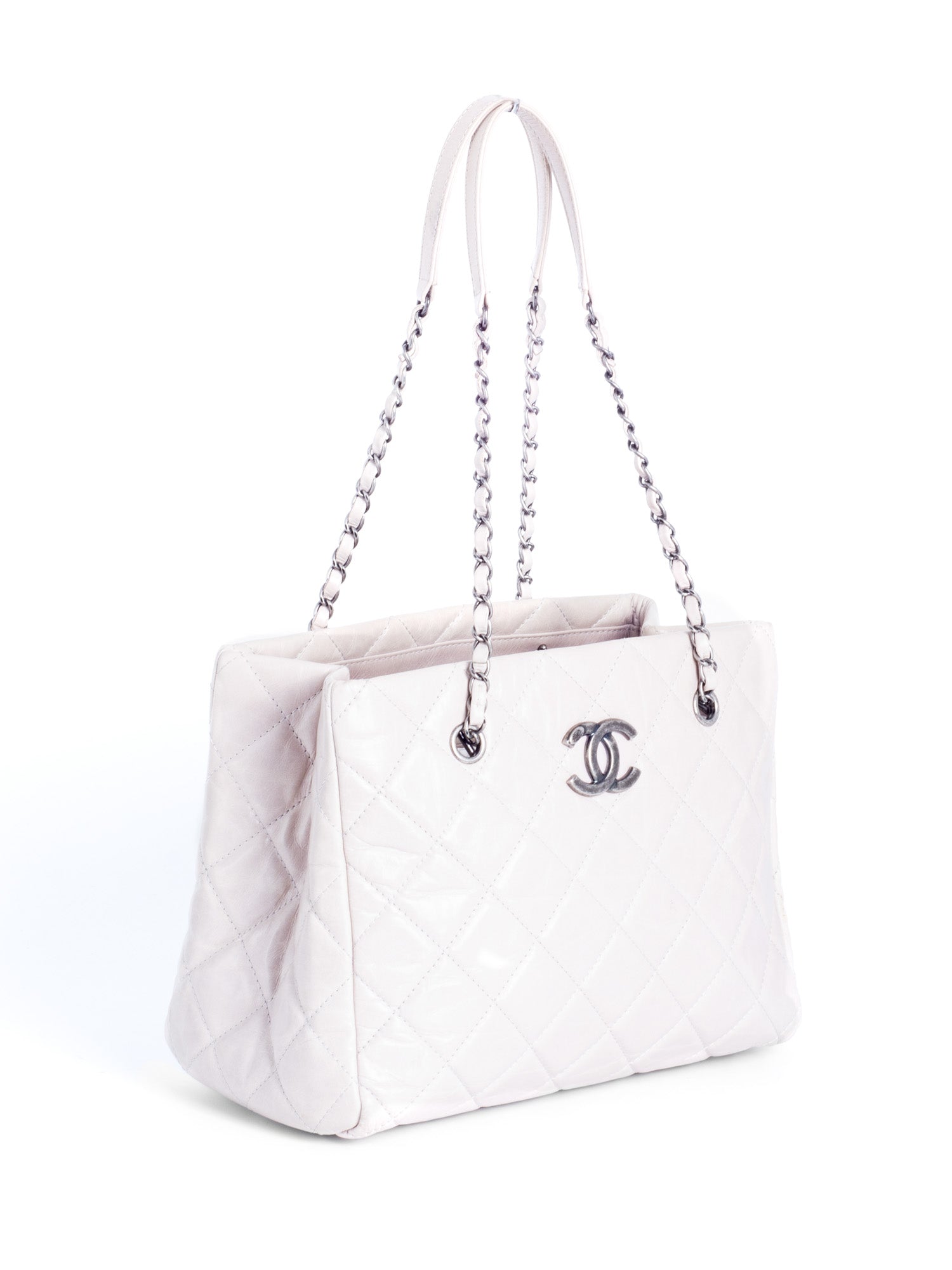 CHANEL CC Logo Quilted Leather Grand Shopper Bag Light Taupe-designer resale
