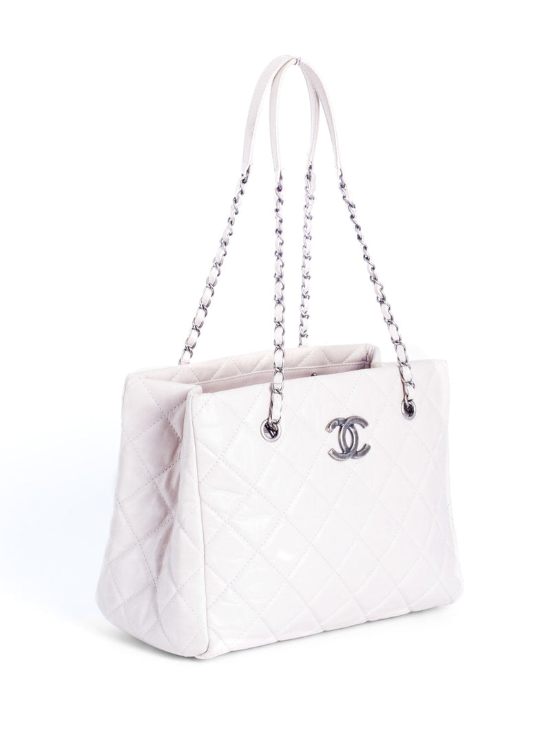 Chanel Quilted White Caviar Grand Shopper Tote