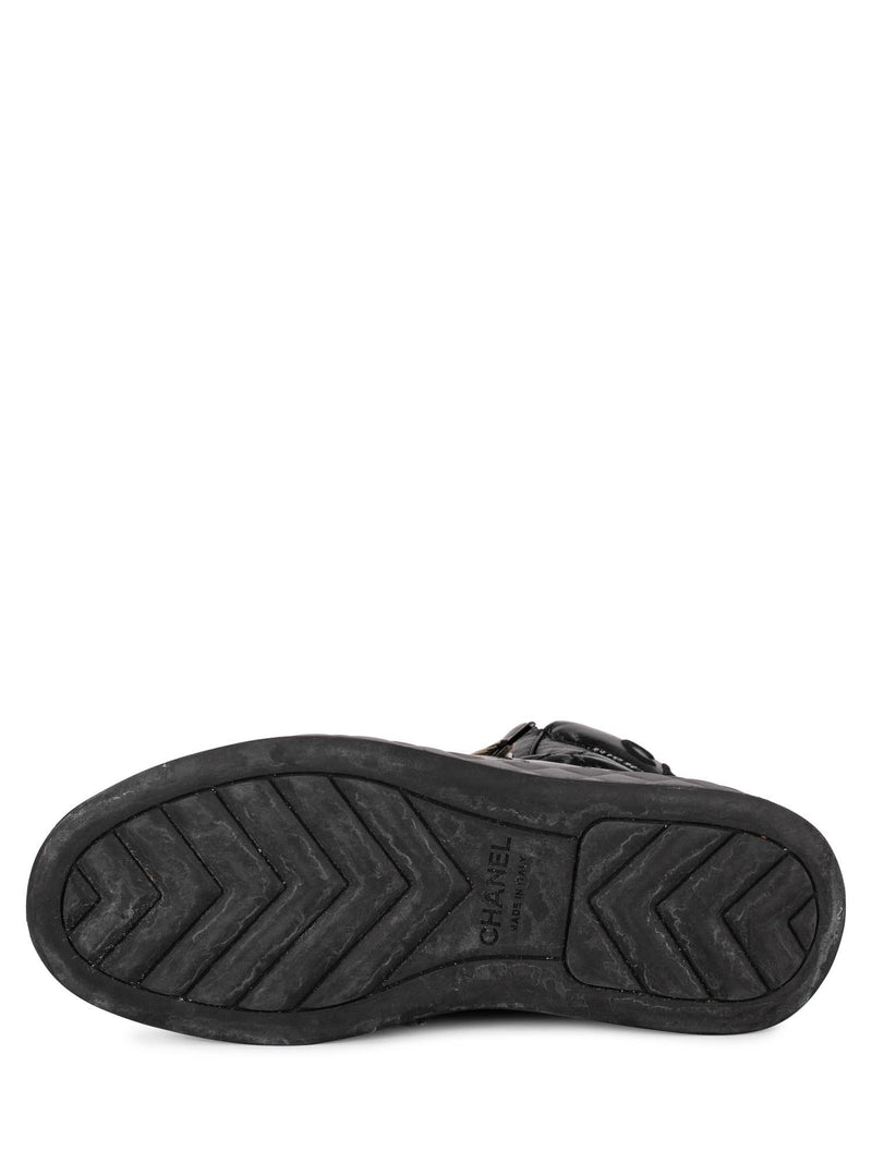 CHANEL CC Logo Quilted Leather High Top Platform Sneakers Black-designer resale